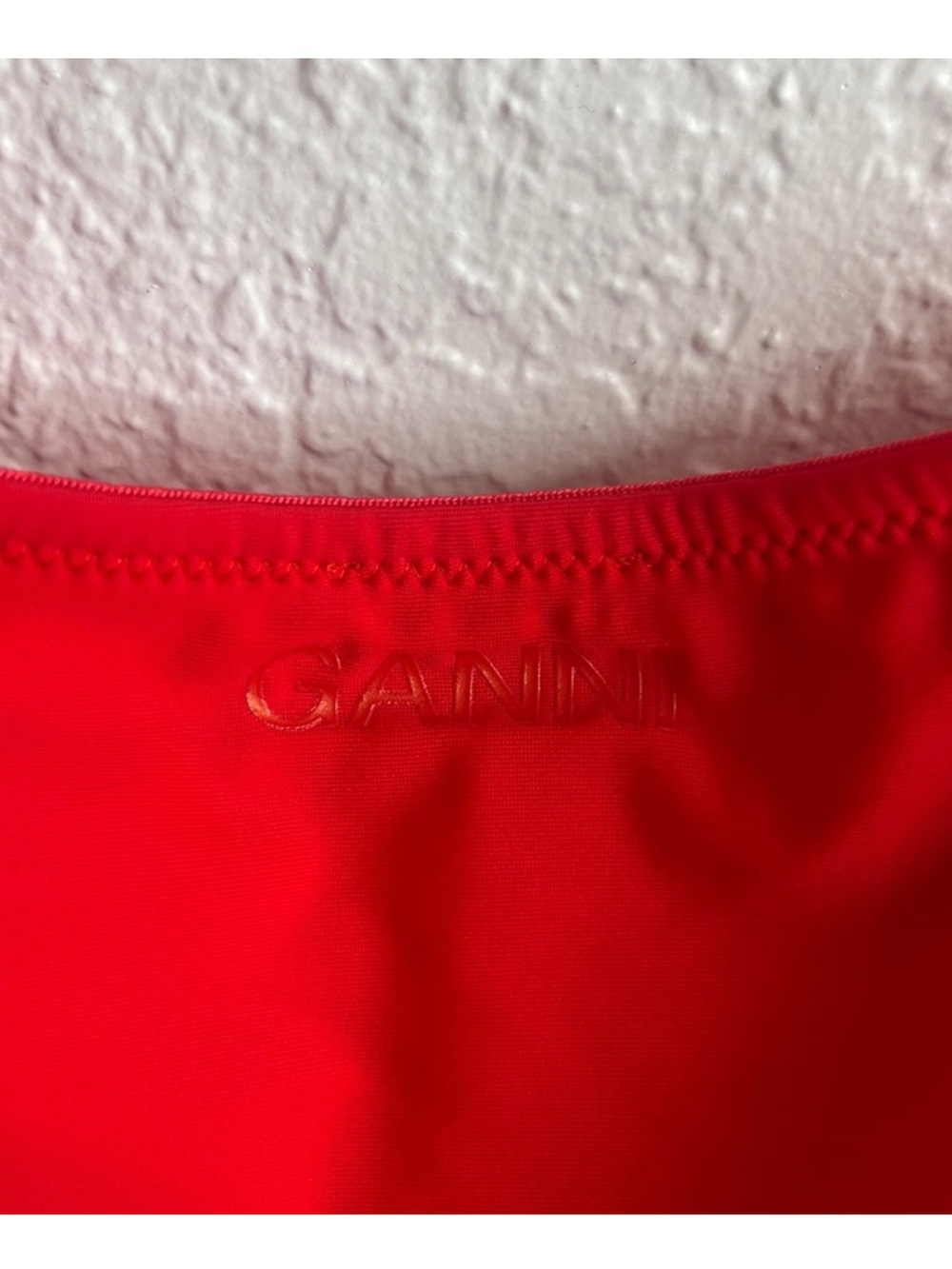 Ganni Black Bandeau High-Waist Bikini Set in Red Euro Size 48 - Picture 8 of 10